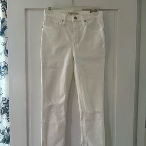 9” High Rise Skinny Crop White Jeans